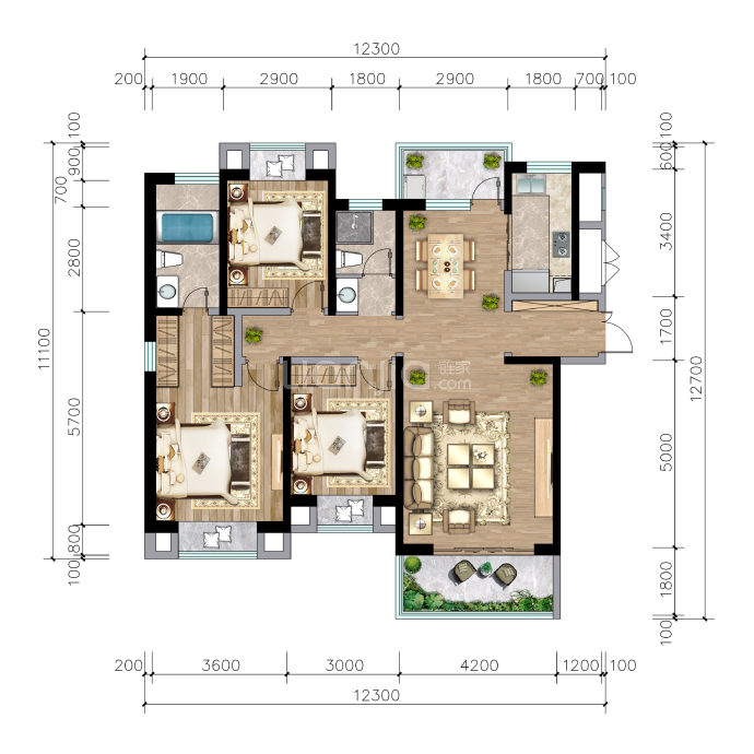 龙悦华府--建面 144.3m²