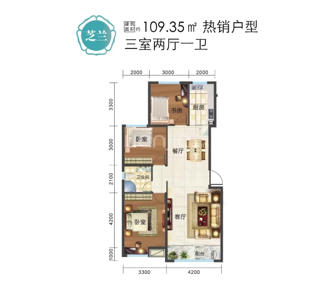 蓝邦海悦府--建面 109.35m²