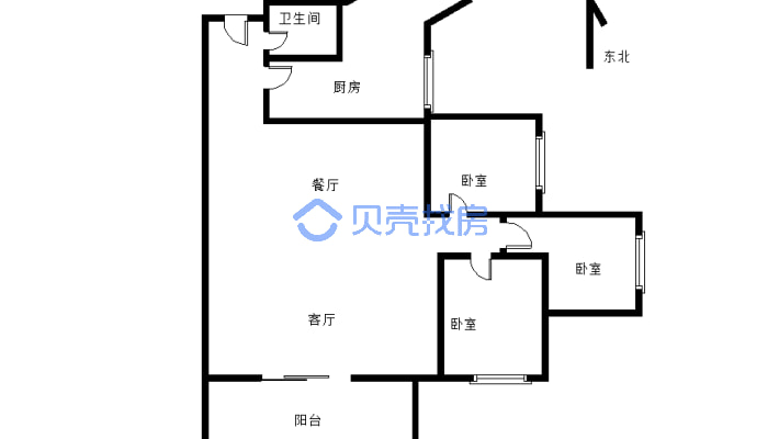 长江国际青年城精装3房，小区环境好，房型方正-户型图