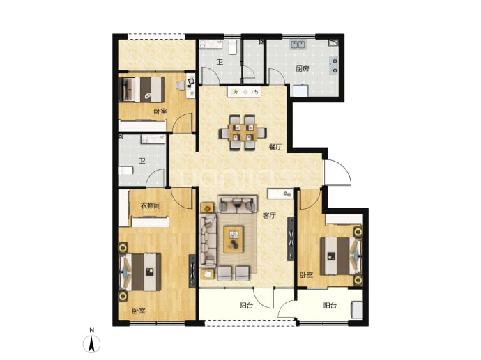 翔凯上城虞园--建面 131.7m²