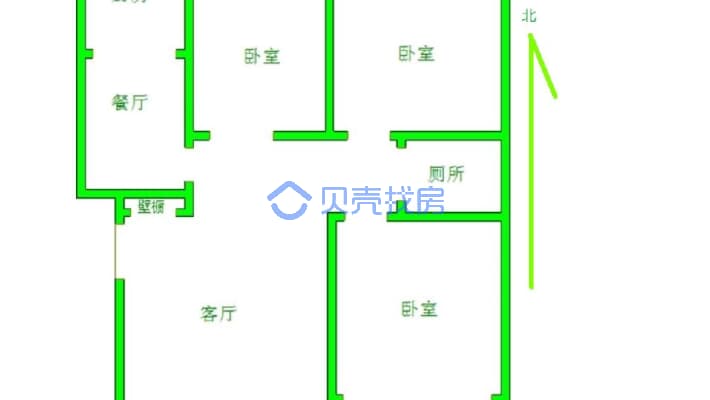 秀兰康欣园南区 3室2厅 南 北-户型图