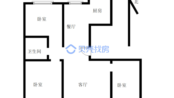 悦山壹号 3室1厅 南 北-户型图