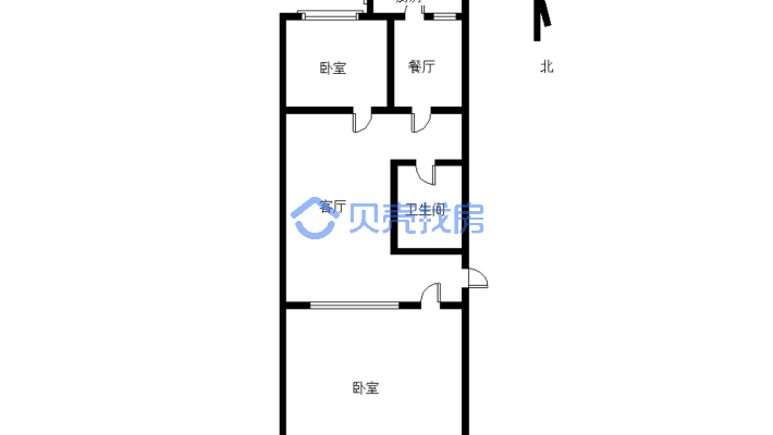 松山教育局家属楼，小两居，面积小-户型图