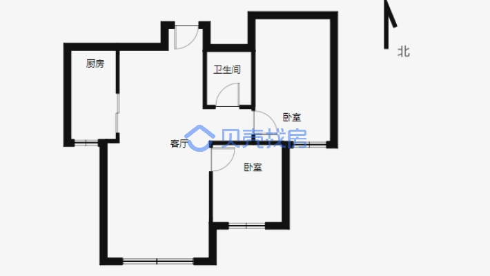 小两室，拎包入住，上121，好楼层，容易出租-户型图