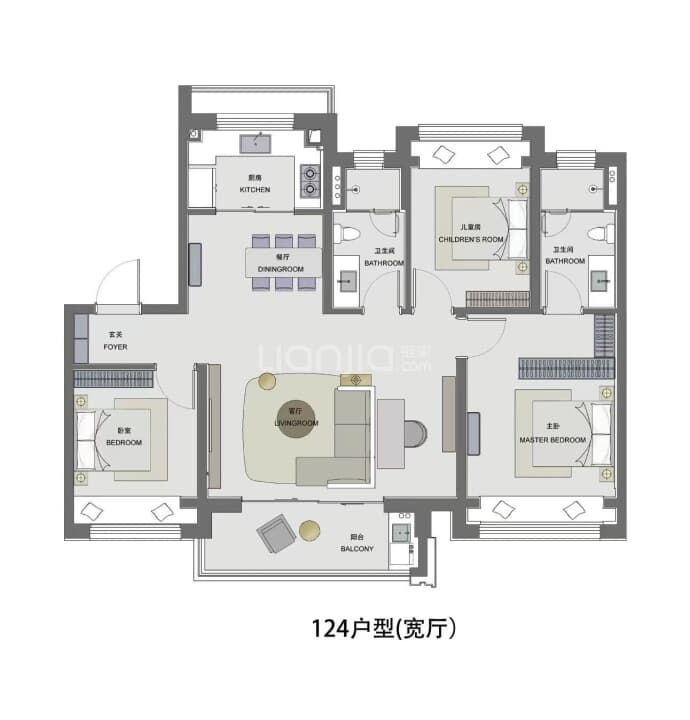 浦发唐城二期--建面 124m²