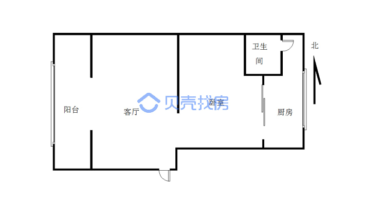 广元利州区老城火柴厂一房一厅45.5平方米售20万地段好-户型图