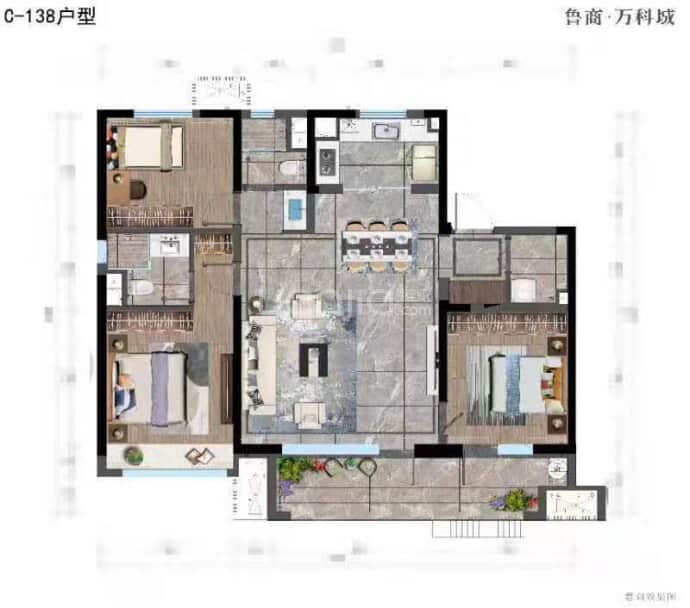 鲁商万科城--建面 138m²