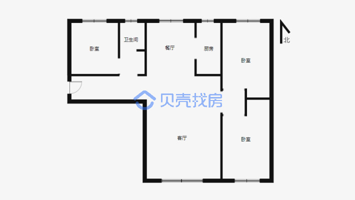 中城国际城二期湖光里 3室2厅 南 北-户型图