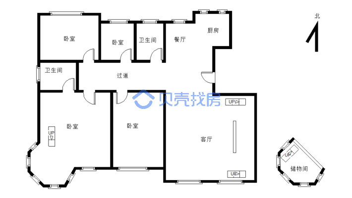 亚兴国际公寓 精装修四室  看房随时  小税 价格可谈-户型图
