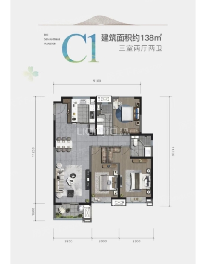 泾河·桂雨听澜--建面 138m²