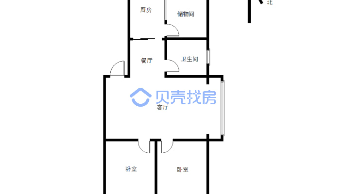 红星小区 2室2厅 南 北-户型图