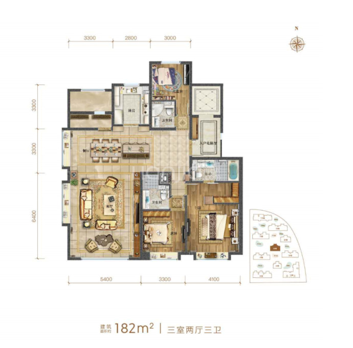 绿地海珀云翡--建面 182m²