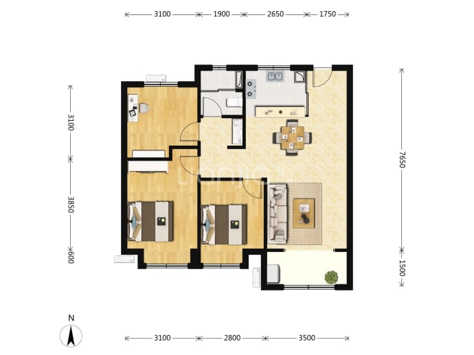 市中万科城--建面 105m²