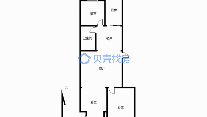 金宇国际A区 3室1厅 南-户型图