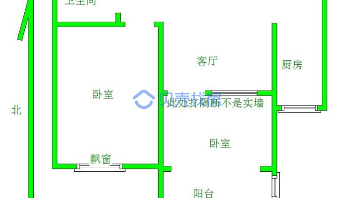 昭华锦城B区 1室1厅 南 北-户型图