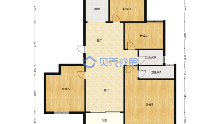 户型好，实用，朝南朝向，采光好，得房率高，格局合理-户型图