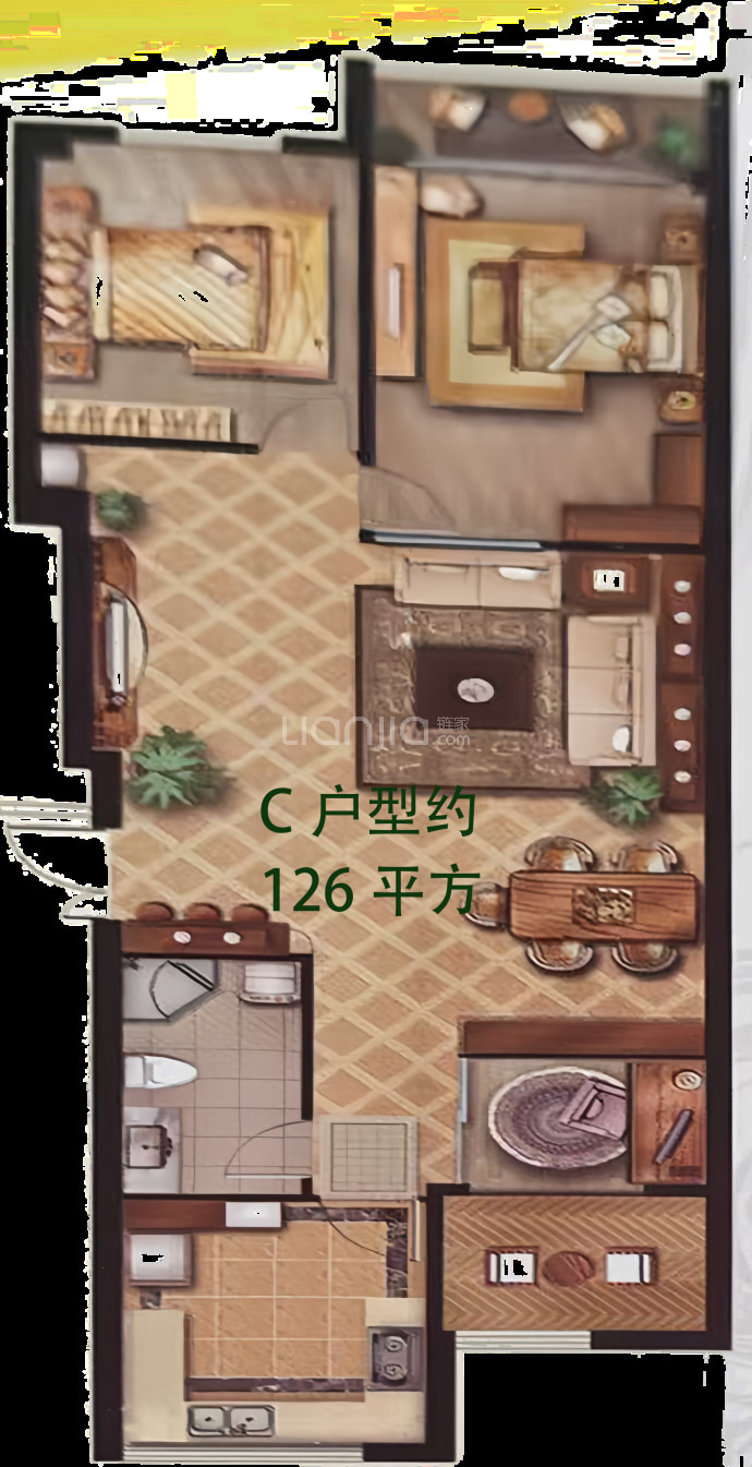 亲海翠苑3室2厅1卫户型图