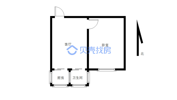 热电A区 1室1厅 南-户型图