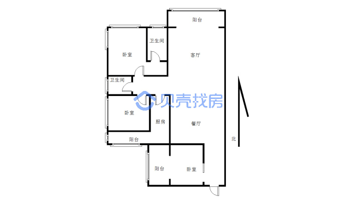 托斯卡纳精装三室双卫，户型好采光佳，品牌家具家电-户型图