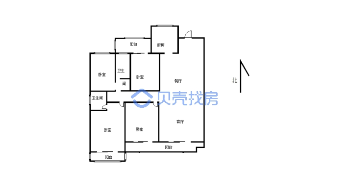 新上 山水湖城大四房  位置好 采光好 随时看房-户型图