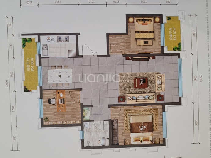 观澜首府--建面 105m²