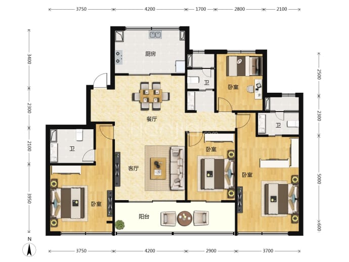 绿城晓月和风--建面 160m²