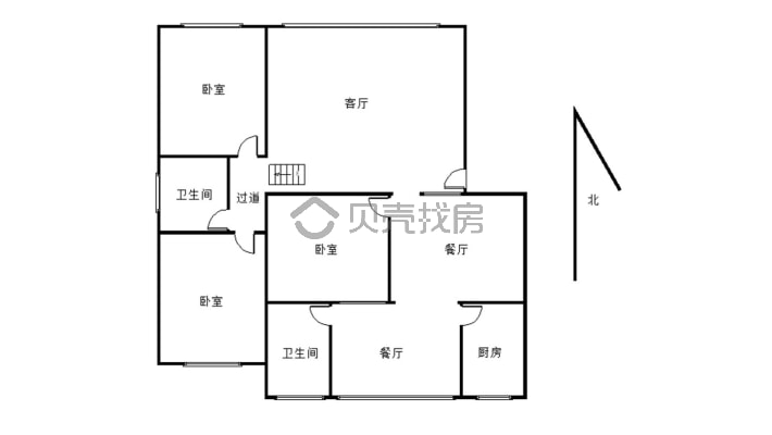 城中地段 3室2厅2卫 满五唯一 南北朝向-户型图