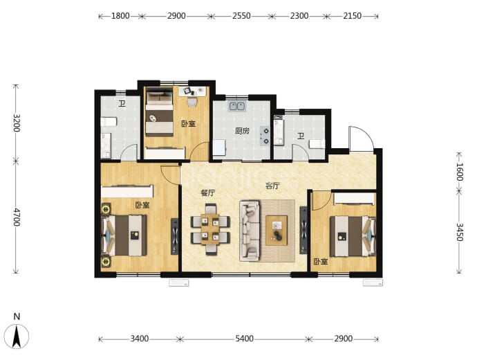 保利时代--建面 95m²