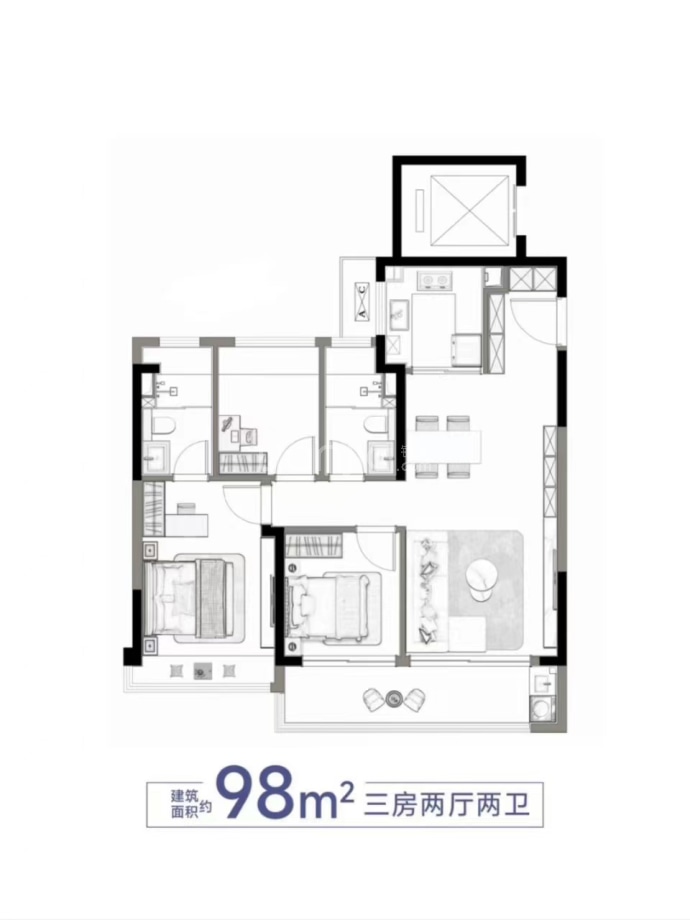 锦尚紫兰--建面 98m²