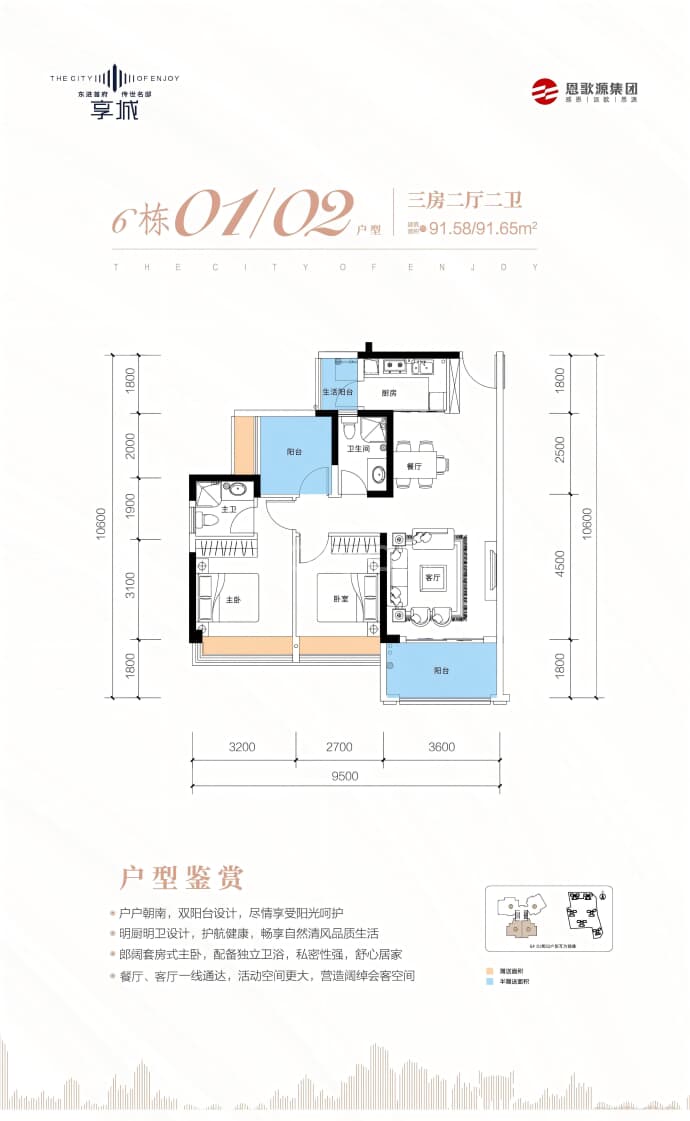 恩歌源·享城--建面 91.58m²