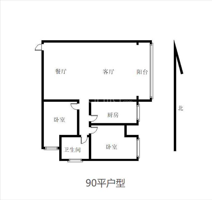 中联城2室2厅1卫户型图