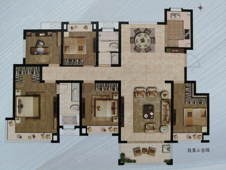 【远洋山水_五常远洋山水楼盘】五居室户型图|5室2厅1厨2卫建面 148m