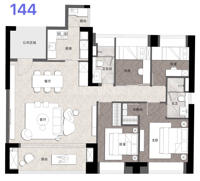 万科大都会--建面 144m²