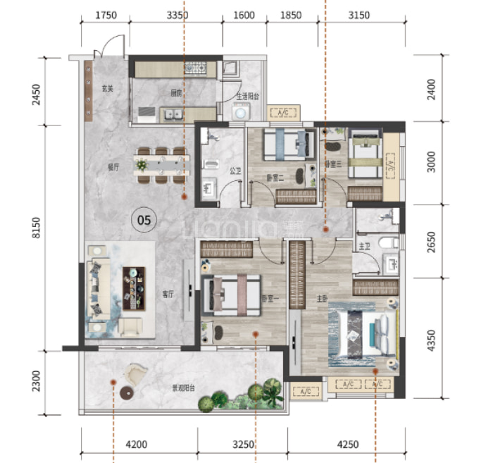 翔顺筠州小镇花园--建面 140.87m²