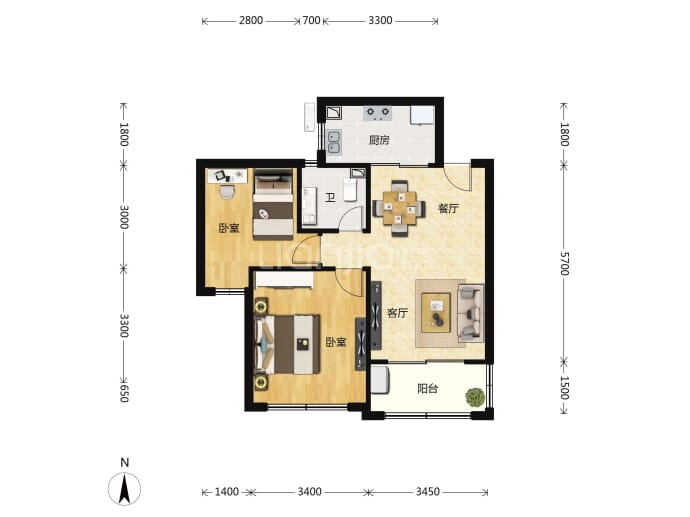 裕安翠峰名府--建面 62.71m²