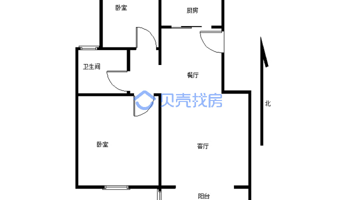 三.中，三.小杨山路口宜人小居2房2厅精装修电梯房-户型图