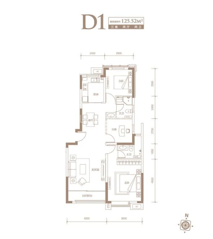 秦皇岛万达广场--建面 125m²