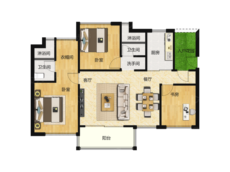 越秀东坡3室2厅2卫户型图