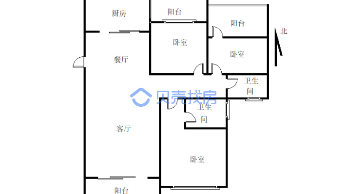 该户型方正，客厅净宽4.4米，距离100米有教育机构-户型图