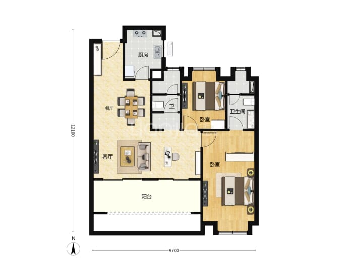 福星惠誉铂雅府--建面 107m²