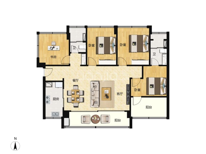 花润里花园--建面 115m²