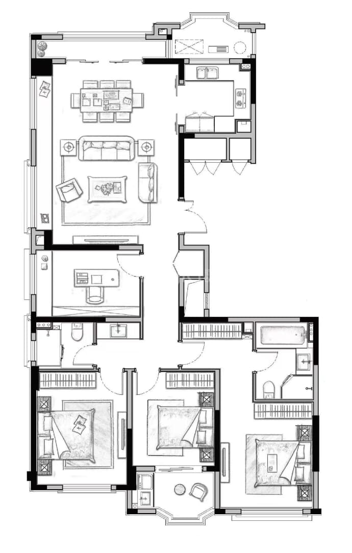 元垄城澜园--建面 168m²