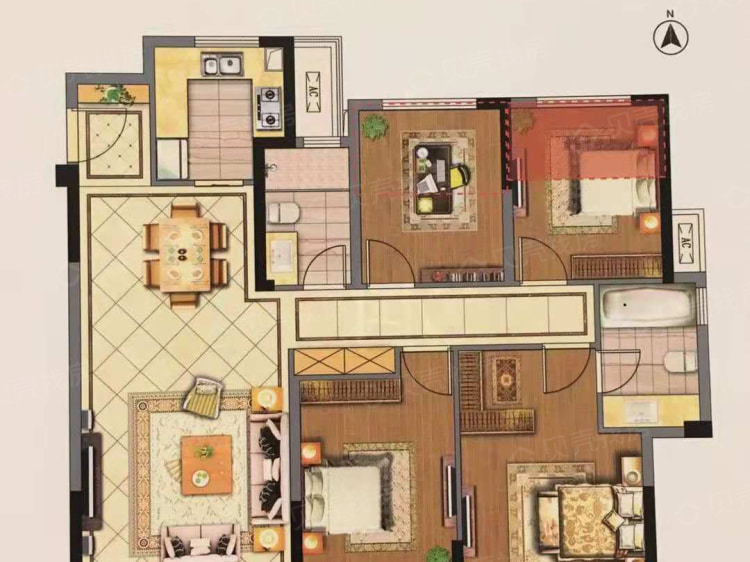 卓越泓玺台4室2厅2卫户型图