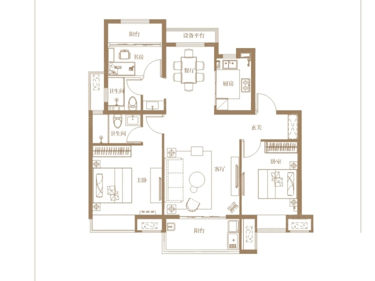 经开正荣府3室2厅2卫户型图
