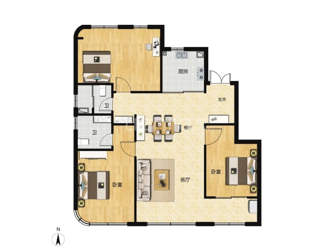 城建星启时代3室2厅2卫户型图