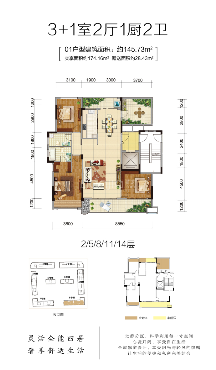 一方华府--建面 145.73m²