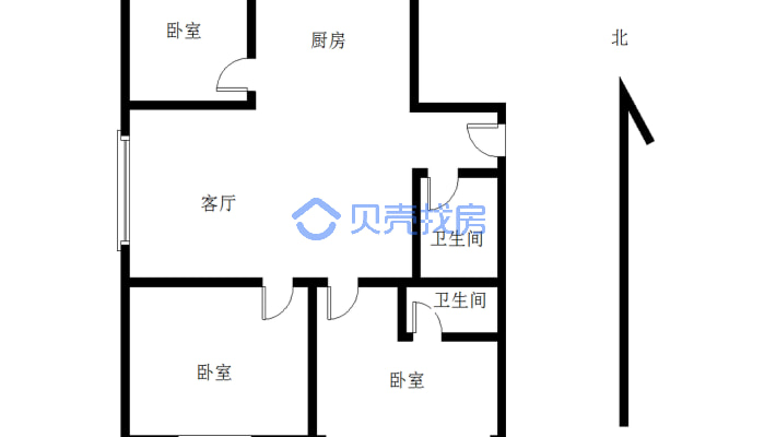 西屯小区 三室 边户 精装修 小税 没捆绑-户型图