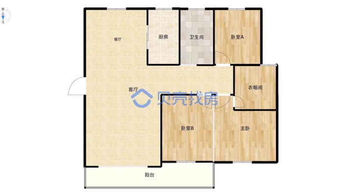 盛邦上海名邸 3室2厅 南-户型图