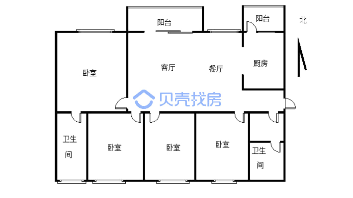 东坝电梯清水四室，品质小区，户型通透-户型图