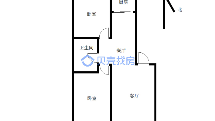 步梯二楼，房龄新，明厅两室，中等装修-户型图